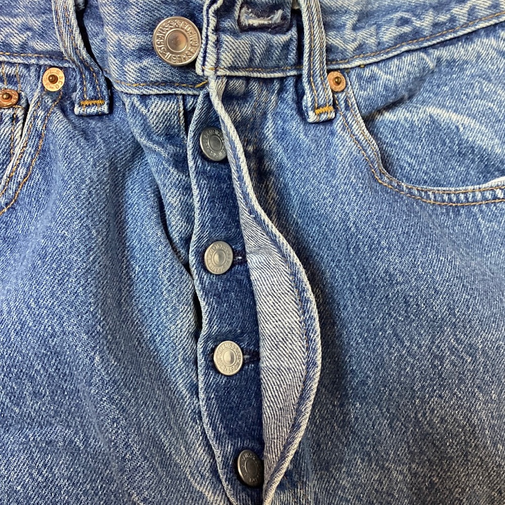 Hp Levi’s Vintage Custom Leather Patchwork Hi Wai… - image 8